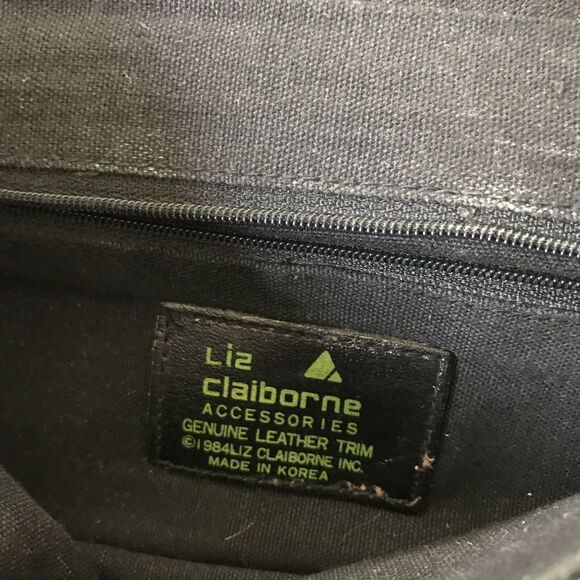 Liz Claiborne Vintage Crossbody Purse - Blue Faux Leather Bag With Tan Accents - Picture 4 of 7